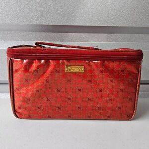 PurseN Cosmetic Case Women OS‎ Red Chain Link Monogram Travel Makeup Bag